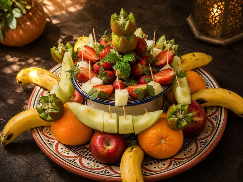 Un plateau de fruits sculptés